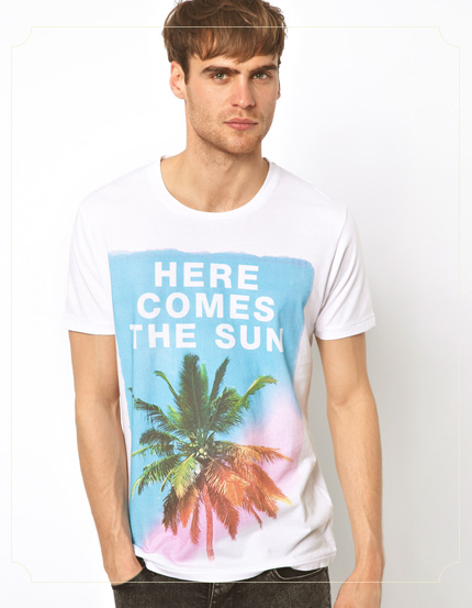 Selected T-Shirt With Palm Neon Print